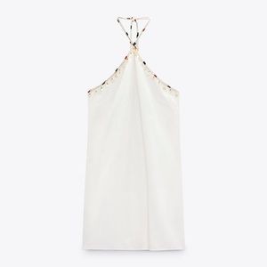 NWOT ZARA BEADED LINEN BLEND DRESS